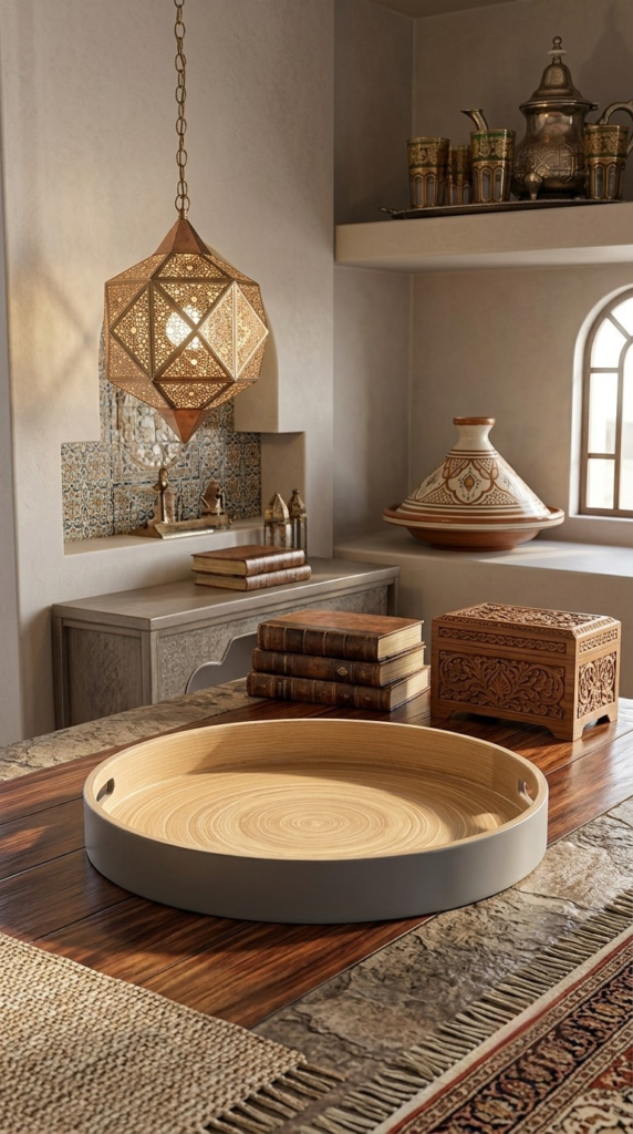 Plateau Rond en Bambou Naturel